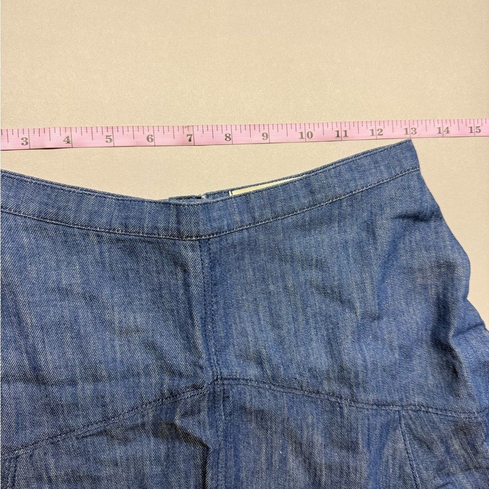 Madewell Linen Blend Blue Denim Jean Skirt Size 0 Zip Closure A-line Zipper - Picture 12 of 13